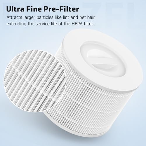 Image of HEPA Replacement Filter Compatible Levoit Core300, core300s, 3 IN 1 True HEPA Filter with Carbon Filter Set, Compared to Part # Core 300-RF, 4 Pack