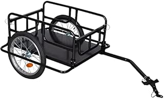 Bike Cargo Trailer w/ Universal Bicycle Coupler, 16'' Wheels, Foldable Bicycle Cart Wagon for Carrying Groceries, Luggage, Tools