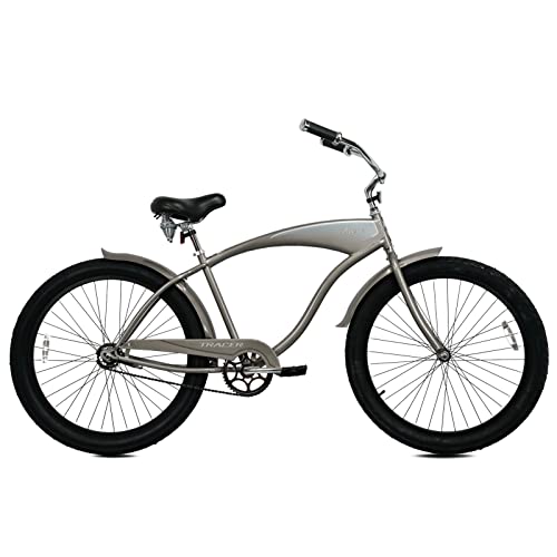 Bicicleta playera Tracer Avera de 26 pulgadas, ruedas gruesas 26x3.0, transmisión de una velocidad con freno contrapedal, marco ligero de acero aleado, apta para hombres, mujeres y adolescentes miniatura 1