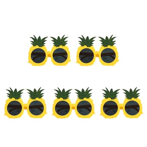 LOGOFUN 5PCS Novelty Fruit Sunglasses Hawaiian Glasses Funny Pineapple Eyewear Props for Tropical Summer Beach Luau Party Costume Accessories