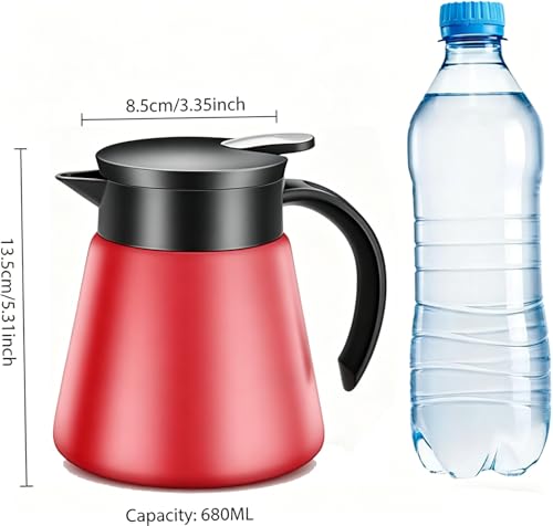 Yogtech 304 Stainless Steel Insulated Coffee Pot - 680ml Double Wall Vacuum Bottle - Leak-Proof Compact Tea Kettle for Home, Office, Travel - High Capacity Thermal Carafe (White) - Image 4