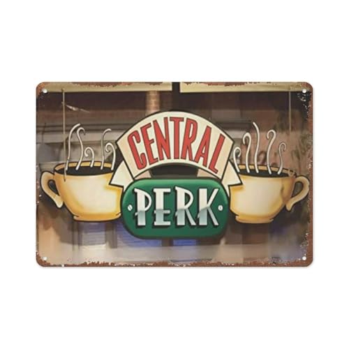 Central Perk Vintage Metal Sign (Friends TV Show Inspired) Horizontal Printed Tin Sign,Aluminum Metal Poster,for Garage,Farmhouse,Yard, Home Art Decoration,12 * 8inchs