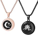 Long Distance Touch Necklaces,Vibration & Light up Remote Smart Matching Couples Necklace for Couples Long Distance Relationship Girlfriend Boyfriend Valentine's Day Xmas Gifts Black Gold Jewelry Set