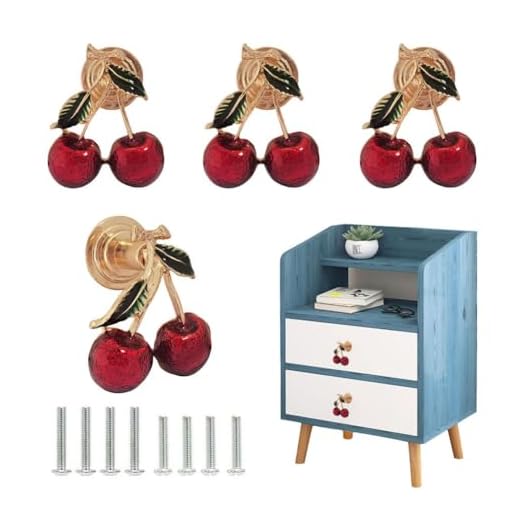 Sutfmwe Cherry Knobs, Cherries Shaped Knob Pulls Decorative for Cabinets Drawers Dressers Wine Cabinets Wardrobe Doors Single Hole Furniture Knob Handle 4PCS (Red Cherry)
