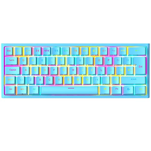 MAGIC-REFINER MK25 UK Layout 60% Portable Mechanical Gaming Keyboard, 14 Chroma RGB LED Backlight, Type C Wired, 62 Full Anti-ghosting Keys, Ergonomic Design, for PC/Mac/PS4/XBox (Blue/Red Switch)