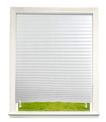 Home-X Pleated White Window Blinds, Light Filtering Window Shade-Single Cell Cordless Cellular Shade-Custom Cut To Size-Pure White-36 X72 #TOP22