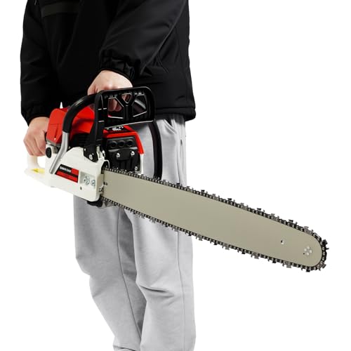 Motosierra de gasolina, 52 CM³, motosierra de gasolina con motor de 2 tiempos, 7500 rpm, adecuado para la explotación forestal, corte de madera, poda de ramas, jardinería, granjas etc