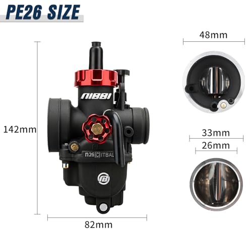 Image of NIBBI PE26 Carburetor Kit, 26mm Carb with Motorcycle CNC Air Filter Fit for Pit Bike Dirtbike Minibike ATV 200cc Tao Tao SSR TTR Apollo