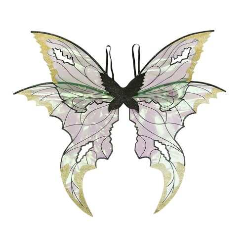 STANETCO Adult Fairy Wings (35.43 x 31.5) Butterfly Wings Costume Accessory for Womens Easter Halloween Cosplay Parties (Black and Gold)