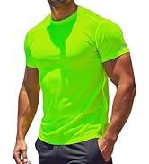 RGJU Workout Shirts Men Moisture Wicking T-Shirt Quick Dry Running Short Sleeve Gym Performance A...