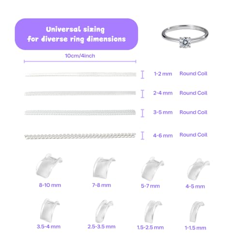 ring size adjuster for loose rings 12 pack  invisible ring guard insert amp spiral resizer kit  comfort fit for womenmen 12 sizes  polishing cloth
