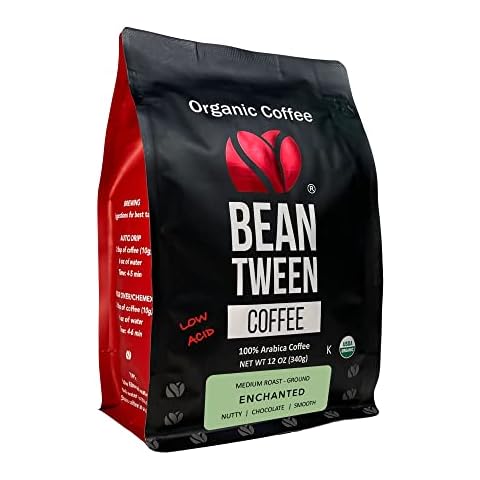 Beantween Coffee: Premium Organic MEDIUM ROAST Ground (12oz) of 100% Arabica Coffee – Low Acid, MOLD-FREE, Certified Organic, Kosher, Single Origin, Woman-owned Cover