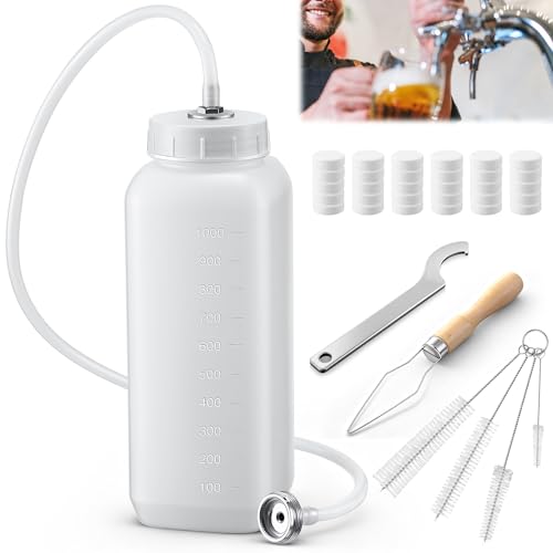 Avenuebool Kegerator Cleaning Kit Beer Line Cleaner with 30 Cleaning Tablets Keg Cleaner Kit - Metal Coupler Hose Squeeze Bottle Wrench Detailed Instructions & Brewage Tap Brush Beer Line Clean
