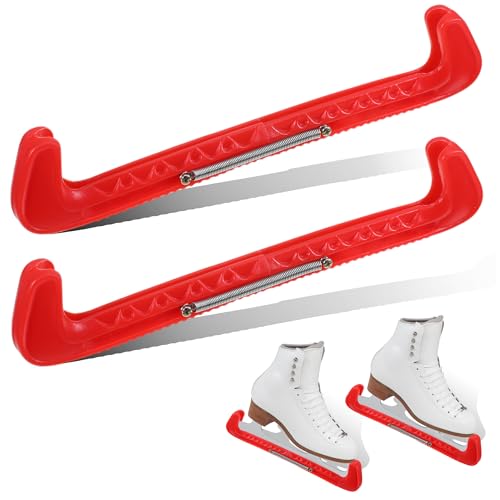 worahroe Kufenschoner Schlittschuhe Verstellbarer Spatenschutz Schlittschuhe Schoner Rot mit Spring Eiskunstlauf Zubehör für Eishockey-Eiskunstlaufklingen