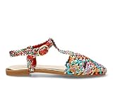 Etika Elegantes Zapatos Planos Trenzados para Mujer, Sandalias Cerradas con Acabado Metalizado y Hebilla Ajustable, 10132 Multicolor - 41