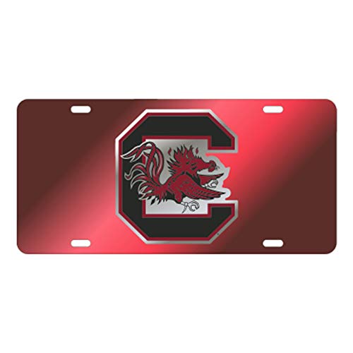 SOUTH CAROLINA GAMECOCKS Laser Cut Inlaid Mirrored Red Plate w/Logo