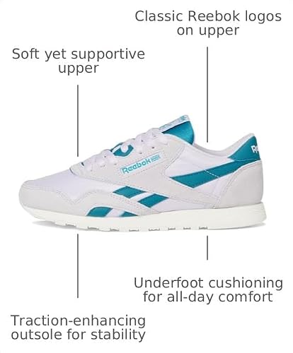 Reebok Reebok Women's Classic Nylon Sneaker, Digital Gleam/Digital Gleam/Retro Teal, Women's Size 7