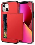 SAMONPOW Compatible with iPhone 13 Case with Card Holder Dual Layer Hybrid Wallet Case Heavy Duty Pr
