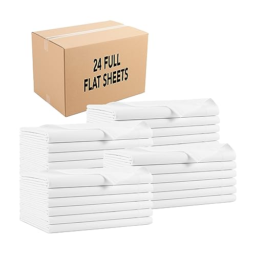 Arkwright Bulk Full Flat Bed Sheets - Case of 24 - Soft Cotton Blend 200...