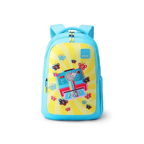 Image of American Tourister Ollie 4.0 Xl 01 G.C.Blu, Extra Large School Backpack, Age 8-12 Years, 3 Compartments,3D Glasses Inside - Atplayunique 32.5 Ltrs Capacity - Girls