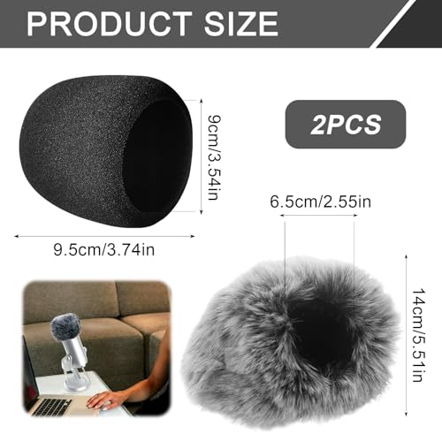 2pcs Blue Yeti Popschutz Satz, Mikrofonabdeckung,Mikrofon Windschutz, Windschutz Mikrofon Und Pelz-Popfilter Für Fell-Windschutz Für Mikrofon Schaum Pop Filter Für Professionelle Aufnahmen Im Freien