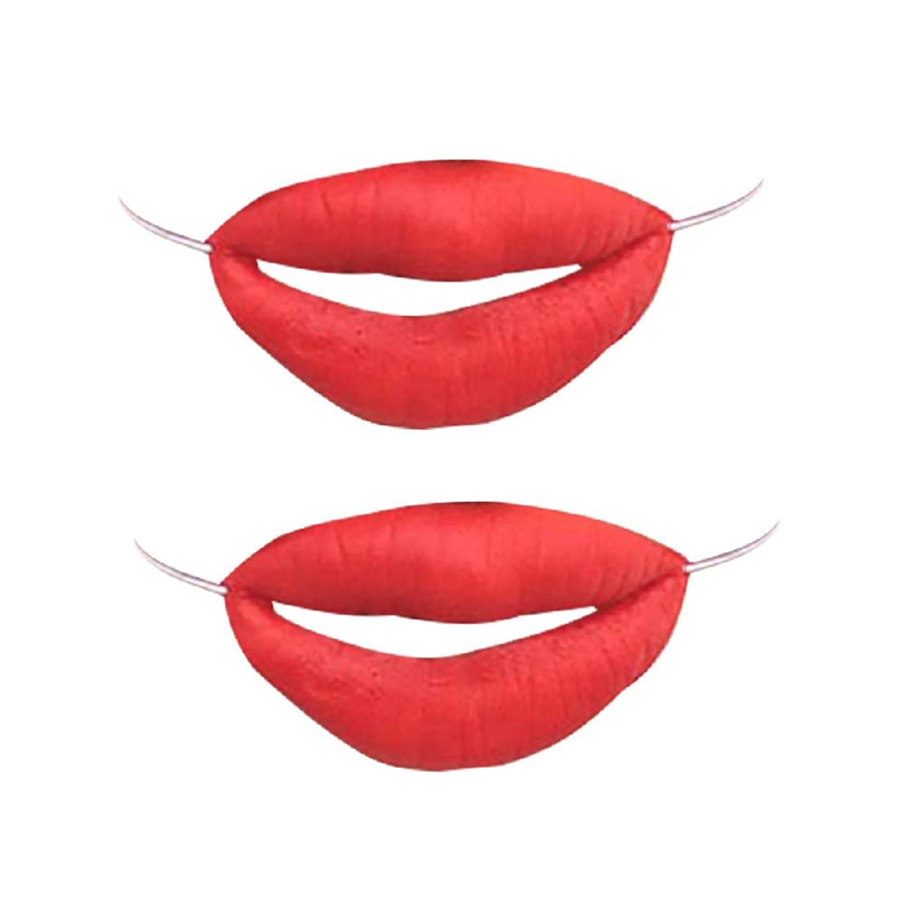Amosfun 2pcs Halloween Sausage Mouth Decor Funny Red Lips Halloween Jokes Props for Masquerade Cosplay Party Supplies