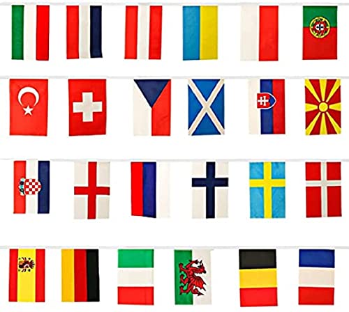 Paquete de bandera Euro 2021 - 24 banderas pequeñas (14 cm x 21 cm) - 1 para cada equipo en el Campeonato de Europa de Fútbol de Verano 2021 Cover