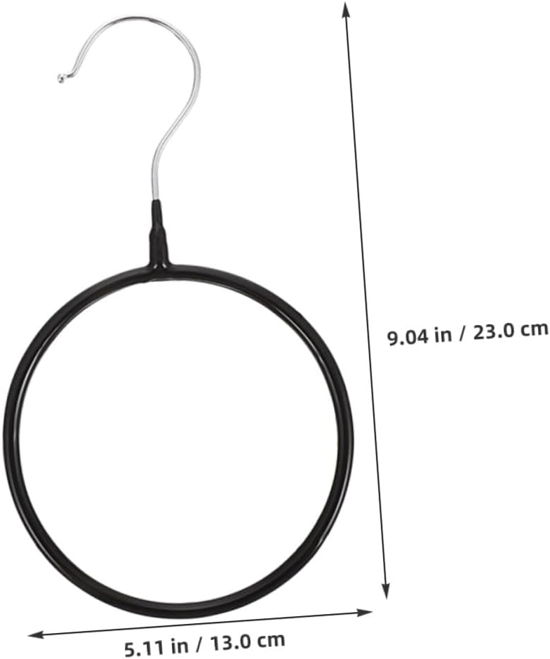 Amosfun 10pcs Heavy-Duty Black Scarf Holder and Belt Hanger Circles, Metal Loop Organizer Rack for Closet Storage, Multi-Functional Scarf and Ribbon Hanging Rings for Home Use