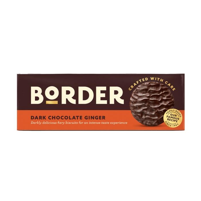 Border Biscuits Dark Chocolate Gingers 150G, Box of 14 Packs of Biscuits