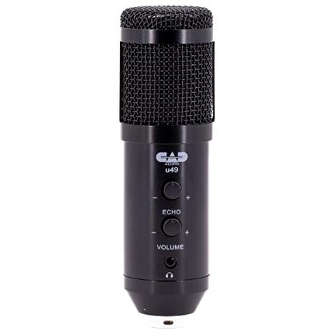 CAD AUDIO, U49 USB large diaphragm condenser microphone (characteristic: cardioid, 20 Hz - 20 kHz, integrated A/D converter, for MAC or PC, incl: USB cable, windscreen, clamp and table stand), black Cover