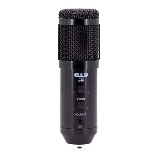 CAD Audio U49 USB Large Format Side Address Studio Microphone with Headphone Monitor and Echo,Black