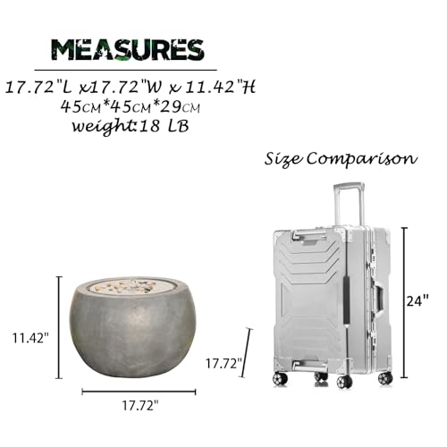 Garden Water Fountain Outdoor Bubbler Water Feature Indoor with Lights & Pump and Pebbles Waterfall Fountains Concrete Effect for Patio Deck Yard Home Decor Gray, 18 "L x 18" W x 11.5" H