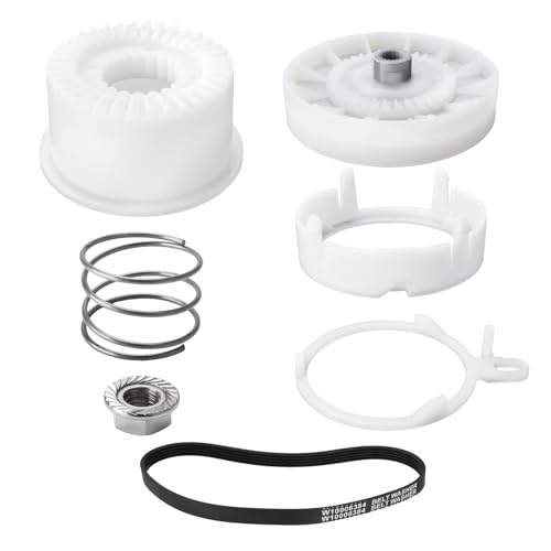W10721967 Washer Pulley Clutch Kit & W10006384 Drive Belt, Compatible with Whirlpool Kenmore Maytag Washing Machine,Replacement for PS10057144 W10006354 W10006356 W10239973 WTW5000DW1 MVWX655DW1