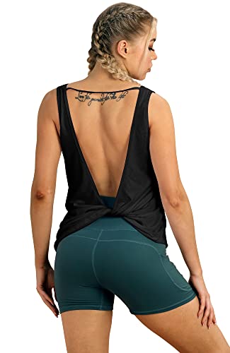 icyzone Women's Open Back High Neck Workout Athletic Gym Tank Tops4