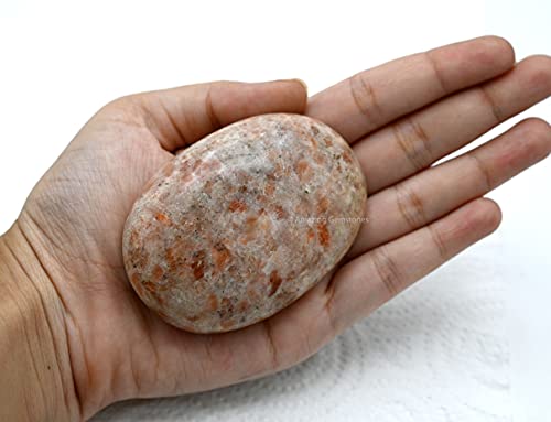 Image of Amazing Gemstone Sunstone Crystals and Healing Stones - Extra Large Palm Stone Crystals Piedra - Crystal for Good Luck, Balanced Positive Energy, Meditation - Unique Stocking Stuffers, Gifts for Women