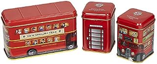 New English Teas British Traditions London Bus 3x Mini Tea Tin Gift Pack with Teabags & Loose-Leaf Tea