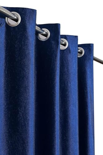 Image of Curtains 7 Feet Long for Living Room - Door Curtains Set of 1 Pcs Panel, Curtain Solid Parda for Home Decor & Office Blue Colour 7 feet (48 x 84 Inch) - 2 Pcs