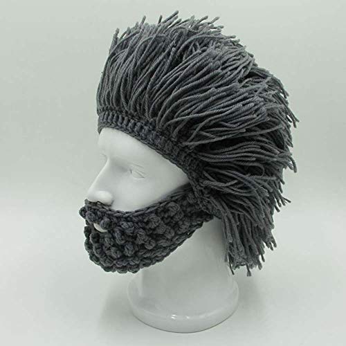 Gorro tejido con barba Viking estilo Bárbaro para invierno miniatura 3