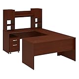 Bush Furniture Commerce 60W U Shaped Desk with Hutch and Mobile File Cabinet