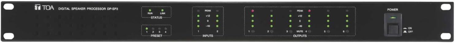 TOA Electronics DP-SP3 CU Digital Processor; 10 Filters On Each Input & 12 Filters On Each Output; 2 Inputs & 6 Outputs, Processor Can Work w/a 3-Way Multi-Amp System; Essential Audio Processing Tools