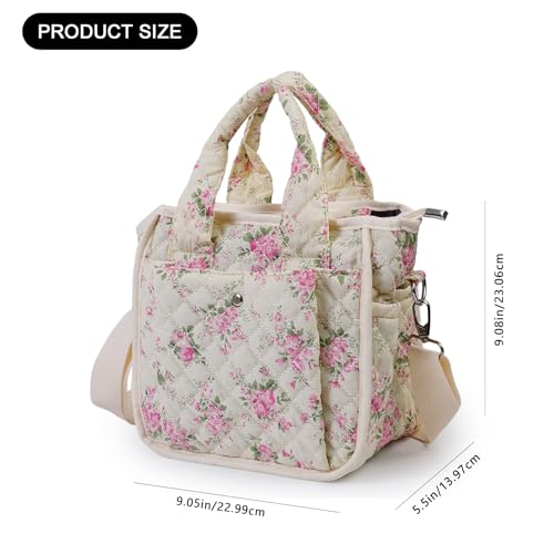 Bolso tote acolchado floral pequeño para mujer miniatura 6