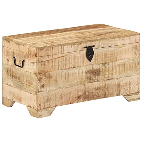 vidaXL Cofre de Almacenamiento, Caja para Cojines Ropa Libros, Baúl para Herramientas, Banco para Entrada Pasillo, Madera de Mango Rugoso