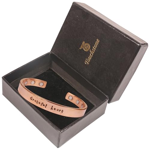 Image of Touchstone Inspirational Copper Engraved Magnetic Bracelets for Women-Personalized Jewelry Gifts for Best Friend /Mom /Daughter /Sister - Adjustable Bracelet in a Gift Box Grateful Heart.