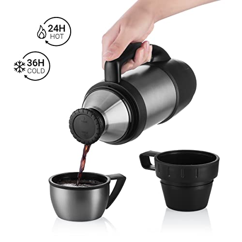 720°DGREE BigBoy Thermos Flask with 2 Cups 1.2 Litres Leak-Proof, Robust Premium Stainless Steel Thermos Flask for Hot Drinks, Coffee, Tea - Insulated Drinking Bottle, Insulated Bottle with 2 Cups