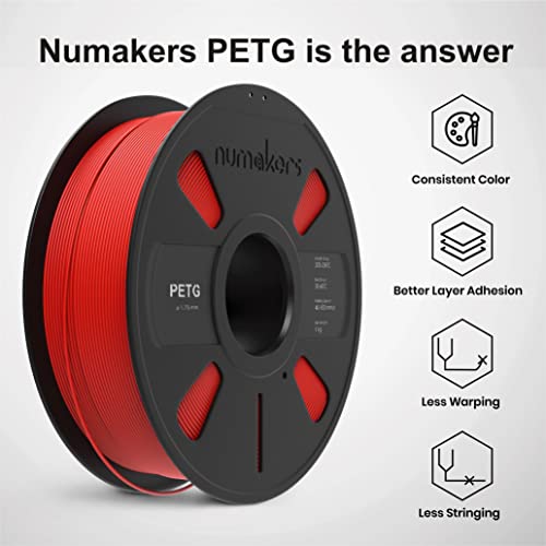 Image of Numakers PETG-HS 1.75mm 1kg 3D Printer Filament Clear Light Blue High-Speed Printing Strong & Tough Odorless Moisture Proof Low Warping Precise 3D Printing Fits Most FDM Printers (Nuclear Red)