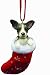 Rat Terrier Christmas Stocking Ornament with "Santa's Little Pals" Hand Painted and Stitched Detail