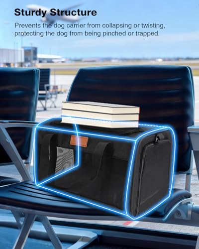 Image of Pet Carrier Airline Approved for Pets Up to 10 Lb, 17x11x9.5 in | Underseat, Top & Side Entry Soft Dog Cat Travel Carrier with Safety Zippers & Anti-Scratch Mesh for Small Cat and Dog, Black