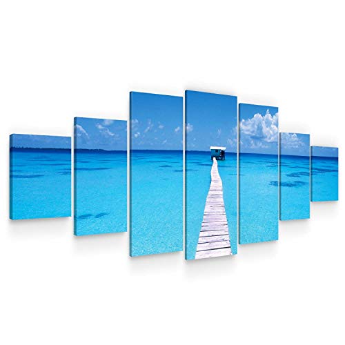 Startonight Huge Canvas Wall Art Summer Bridge Beach III - Large Framed Set of 7 40