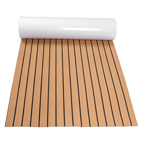 lyrlody EVA Hoja de Cubierta de Teca, Suelo para Cubierta de Barco Almohadilla de Cubierta de Piso Foam Boat Alta Densidad Autoadhesivo para Barco Marina Yate RV, 90 x 240 × 0.6 cm× 0.6 cm(01)