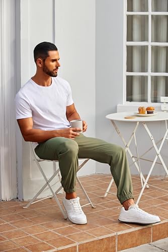 COOFANDY Mens Joggers Regular Fit Casual Khaki Pants Lightweight Chino Pants with Pockets Army Green4